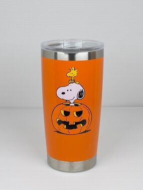 PEANUTS Snoopy & Woodstock Halloween Pumpkin Stainless Steel Tumbler 20oz